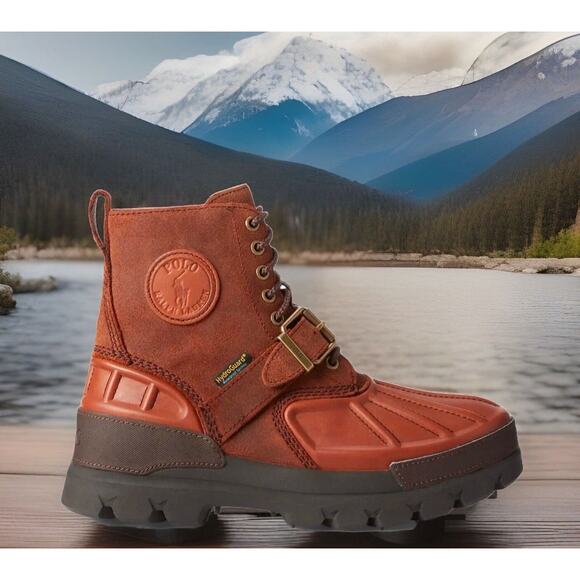 POLO Ralph Lauren Brown Oslo RRL Waterproof Boots Mens 13 Fast Ship NEW UNWORN - Picture 9 of 9